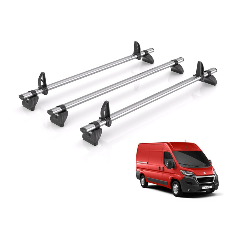 Peugeot Boxer (2006-) - 3 Rhino Kammbar Fleet Roof Bars (Steel)