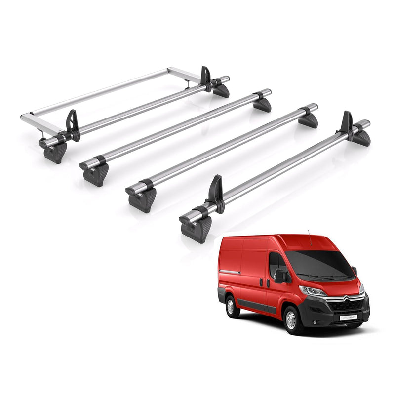 Citroen Relay (2006-) - 4 Rhino Kammbar Fleet Roof Bars + Roller (Steel)