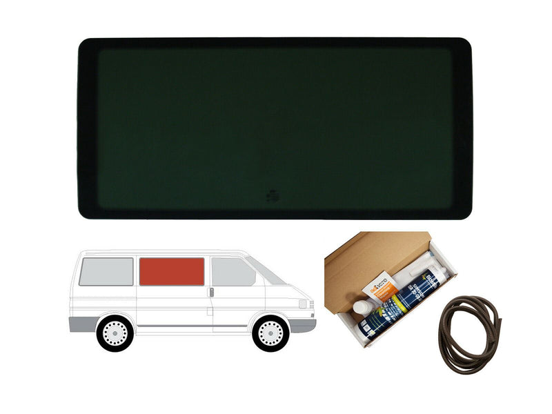 VW Transporter (1990-2003) Driver Side Fixed Window Privacy Camper Glass with Fitting Kit