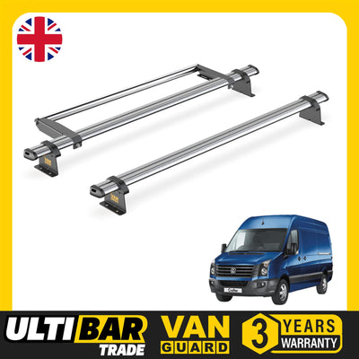 VW Crafter (2006-2017) - 2 Van Guard Ultibar Trade Roof Bars + Roller