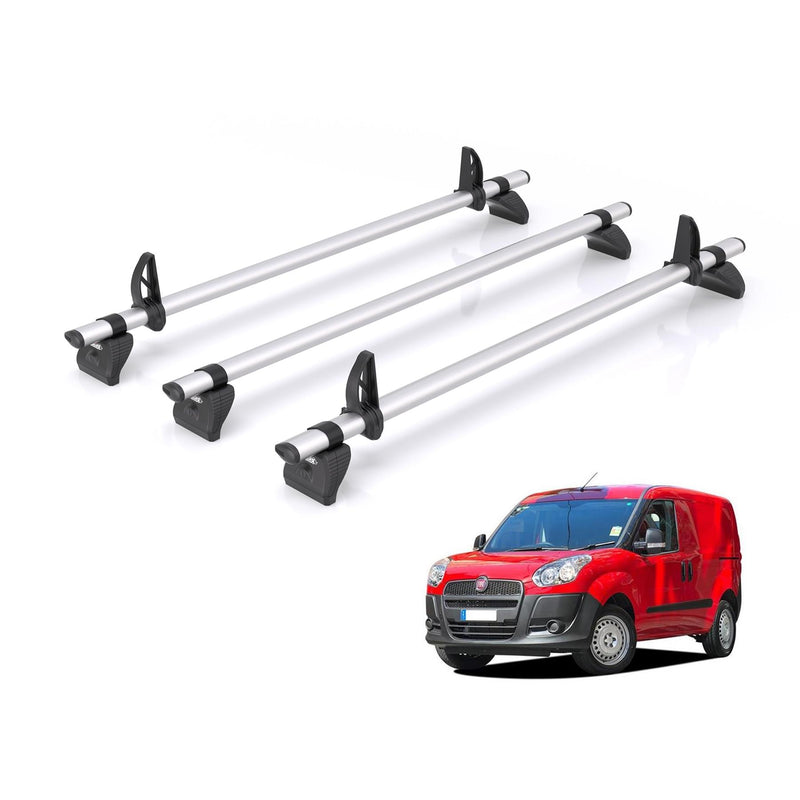 Fiat Doblo (2010-2022) - 3 Rhino Kammbar Pro Roof Bars (Aluminium)