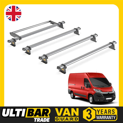 Citroen Relay (2006-) - 4 Van Guard Ultibar Trade Roof Bars + Roller