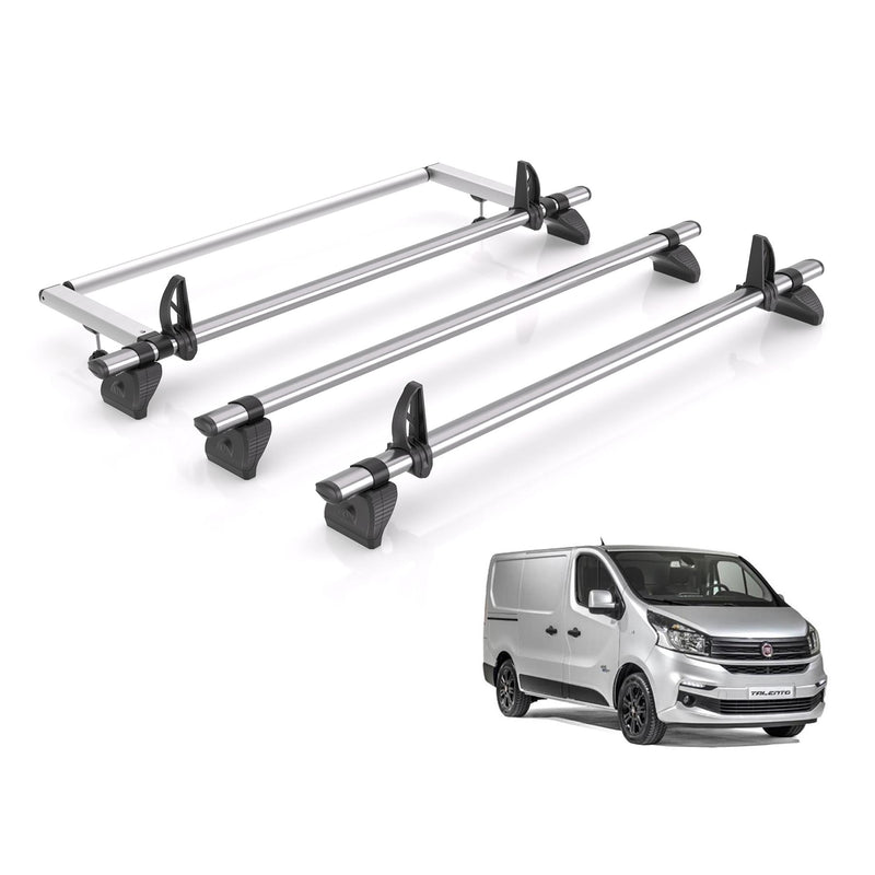 Fiat Talento (2016-2020) - 3 Rhino Kammbar Fleet Roof Bars + Roller (Steel)