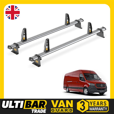 Mercedes Sprinter Roof Rack (2018+) 2x Roof Bars + Loadstops Van Guard Trade