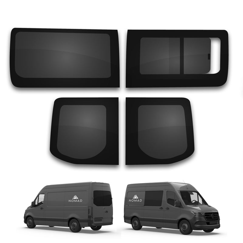 Mercedes Sprinter (2018-) Driver Opening Passenger Fixed Side and Rear Door Window Privacy Camper Glass